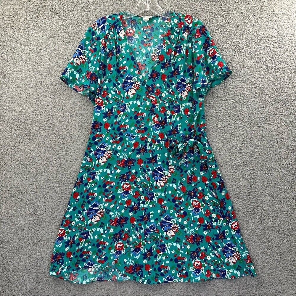 J. Crew Short Sleeve‎ Printed Wrap Dress Preppy Floral Mini Cottagecore Women 12